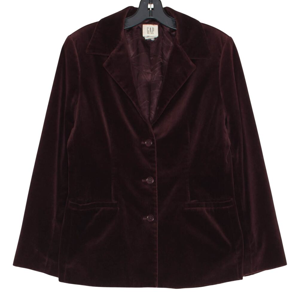Vintage Gap Blazer Velvet Y2K Whimsigoth Dark Academia Witchy Preppy Burgundy 8